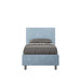 Letto singolo imbottito 80x200 microfibra Adele azzurro cielo senza rete, perfetto per camere luminose e arredamenti moderni.