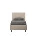 Letto singolo contenitore imbottito 90x210 microfibra Adele beige, design moderno e struttura compatta per ogni ambiente.