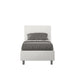 Letto singolo imbottito 80x210 similpelle Adele bianco senza rete e contenitore, ideale per camere moderne e minimaliste