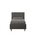 Letto singolo imbottito 80x210 microfibra Adele grigio antracite, senza rete. Design moderno con testata alta e piedini grigi.
