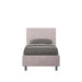 Letto singolo imbottito 80x200 microfibra Adele rosa cipria senza rete, ideale per camere moderne. Design elegante e compatto per spazi ridotti.