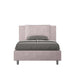 Letto singolo contenitore imbottito 100x210 microfibra Antea in rosa cipria, perfetto per camere romantiche e delicate.