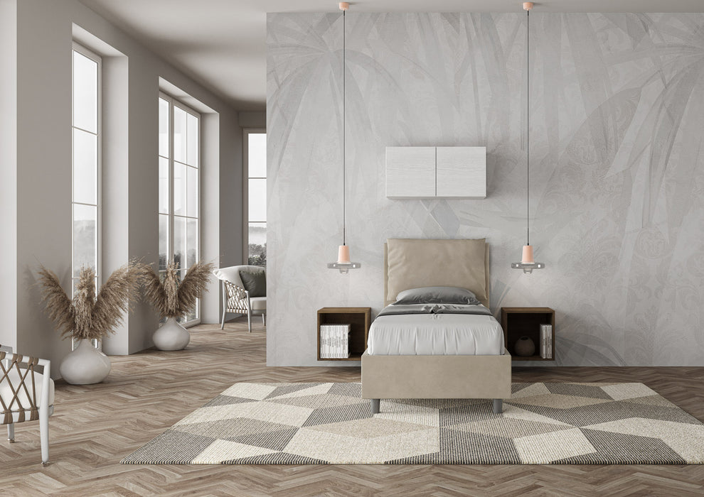 Letto singolo contenitore imbottito 90x200 microfibra Antea