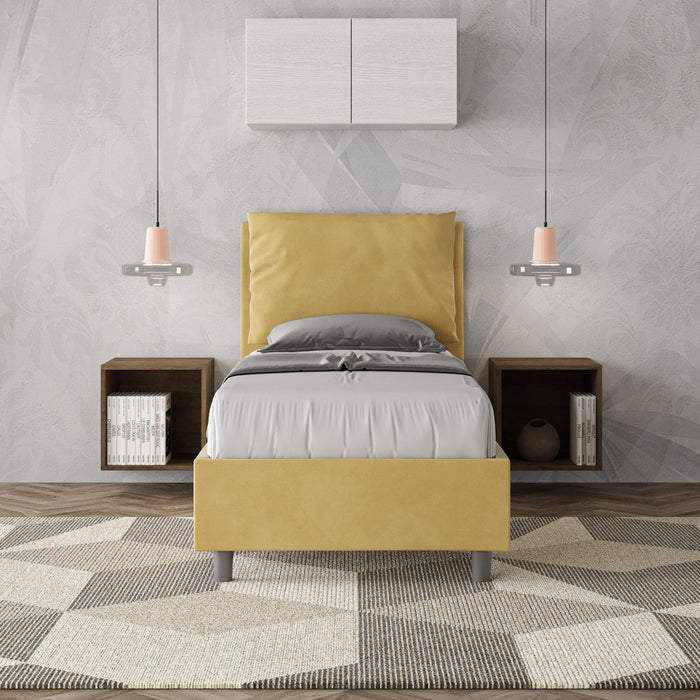 Letto singolo contenitore imbottito 90x200 microfibra Antea