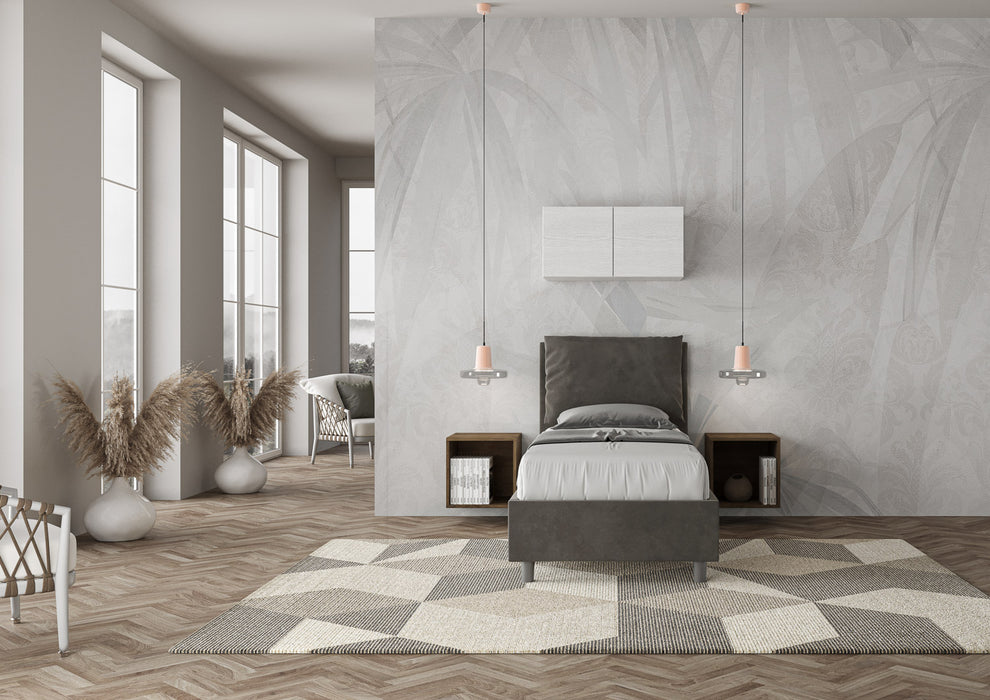 Letto singolo contenitore imbottito 90x200 microfibra Antea