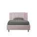Letto singolo contenitore imbottito 100x200 microfibra Appia in rosa cipria, perfetto per camere romantiche e moderne.