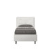 Letto singolo imbottito similpelle Appia 80x210 bianco, senza rete, ideale per camere moderne e minimaliste