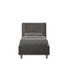Letto singolo imbottito Appia 90x210 antracite in microfibra, con testiera elegante e struttura compatta, perfetto per spazi moderni.