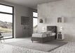 Letto singolo Appia 90x190 con contenitore, design elegante in microfibra grigia, perfetto per interni contemporanei.