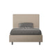 Letto singolo contenitore imbottito 100x190 Focus beige in similpelle, con testiera trapuntata e design moderno.