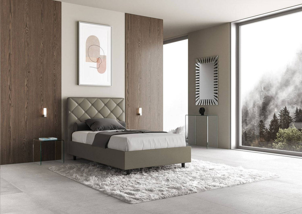 Letto singolo contenitore imbottito similpelle Priya