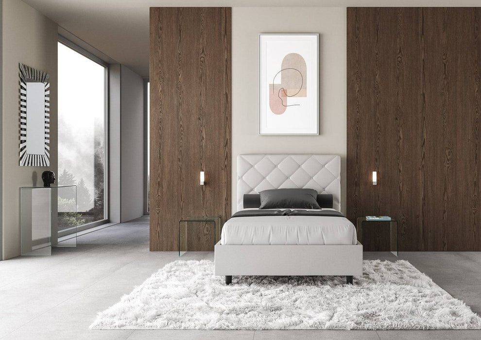 Letto singolo contenitore imbottito similpelle Priya