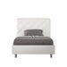 Letto singolo contenitore imbottito similpelle Priya bianco con testiera trapuntata, stile moderno e minimalista.