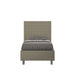 Letto singolo imbottito similpelle Sunny 80x200 grigio scuro con testiera trapuntata, ideale per camere dal design sobrio e raffinato.
