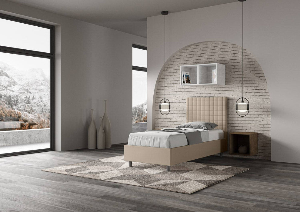 Letto Singolo 80x190 Sunny in Similpelle con Contenitore - L.95xP.210 H.122 cm, Made in Italy