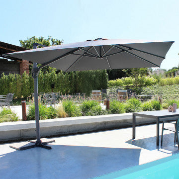 Ombrellone rettangolare grigio 400x300 cm, palo girevole alluminio