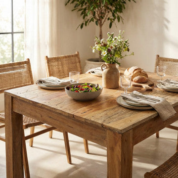 Tavolo in legno riciclato 80x80 cm, altezza 77 cm, colore marrone