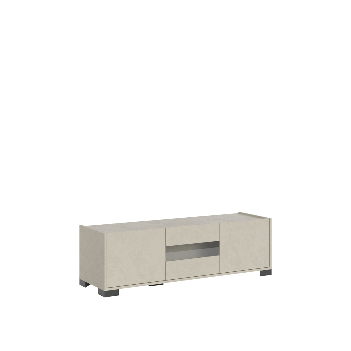 Mobile porta TV Riflesso in finitura cashmere con vano centrale e due ante. Ideale per soggiorni moderni.