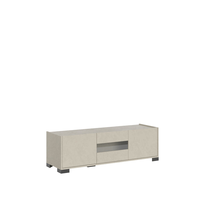 Madia e Credenza alta con Porta TV Riflesso bianco lucido e cashmere