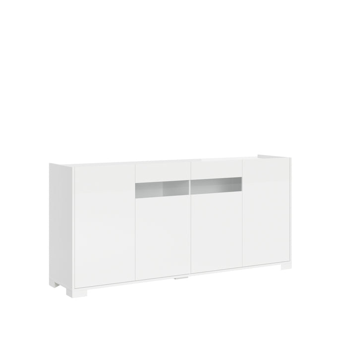 Madia e Credenza alta con Porta TV Riflesso bianco lucido e cashmere