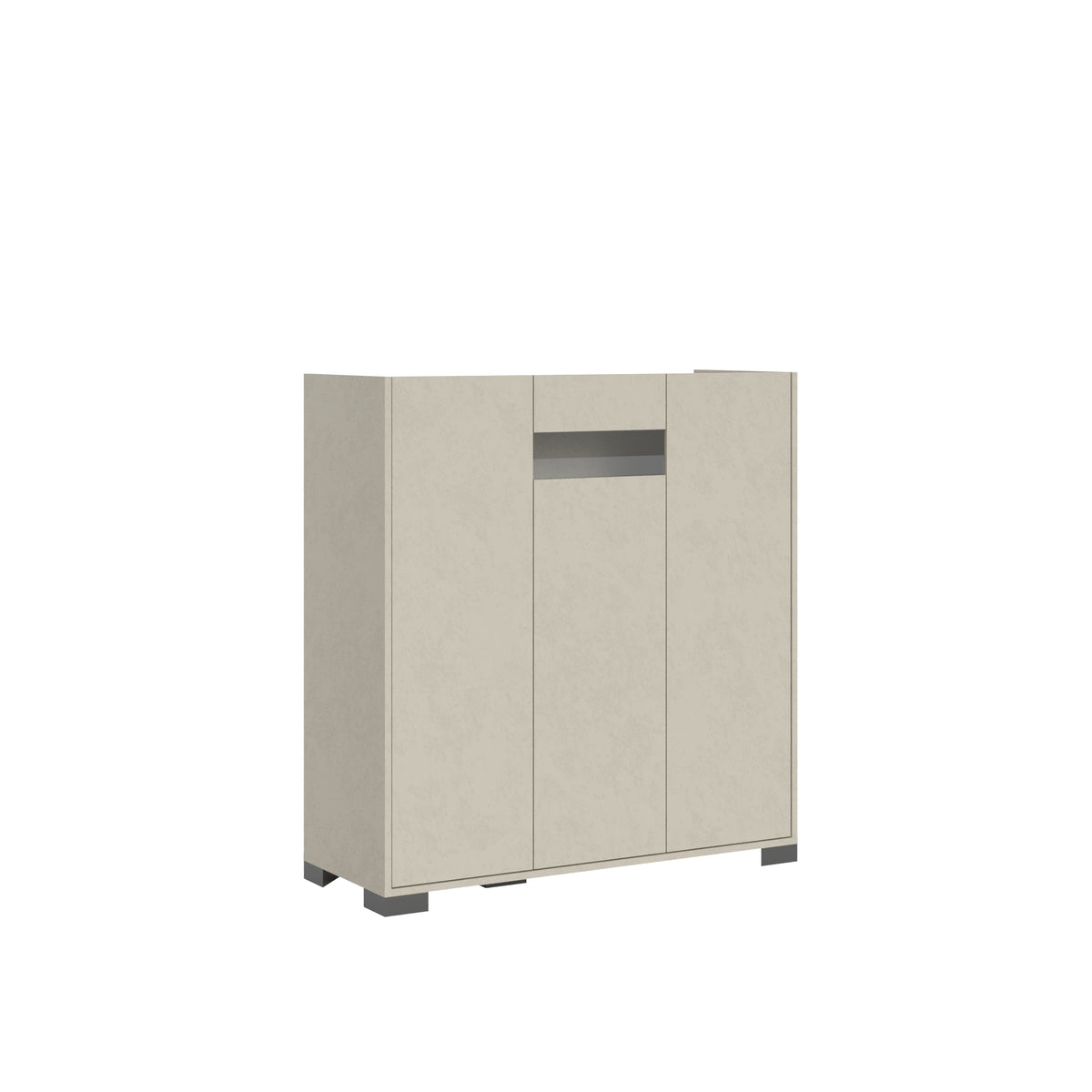 Itamoby Madia e Credenza alta con Porta TV Riflesso bianco lucido e cashmere