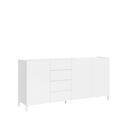 Madia Solaria bianco lucido con ante e quattro cassetti centrali, mobile contenitore moderno della collezione ITAMOBY.