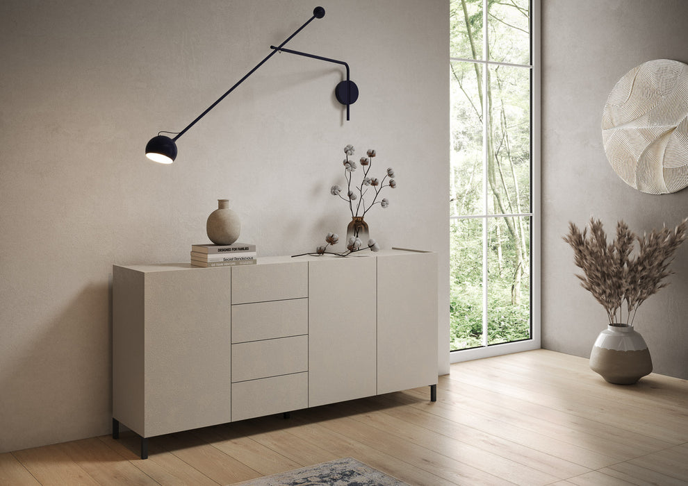 Madia e Credenza Solaria cashmere con ante e cassetti