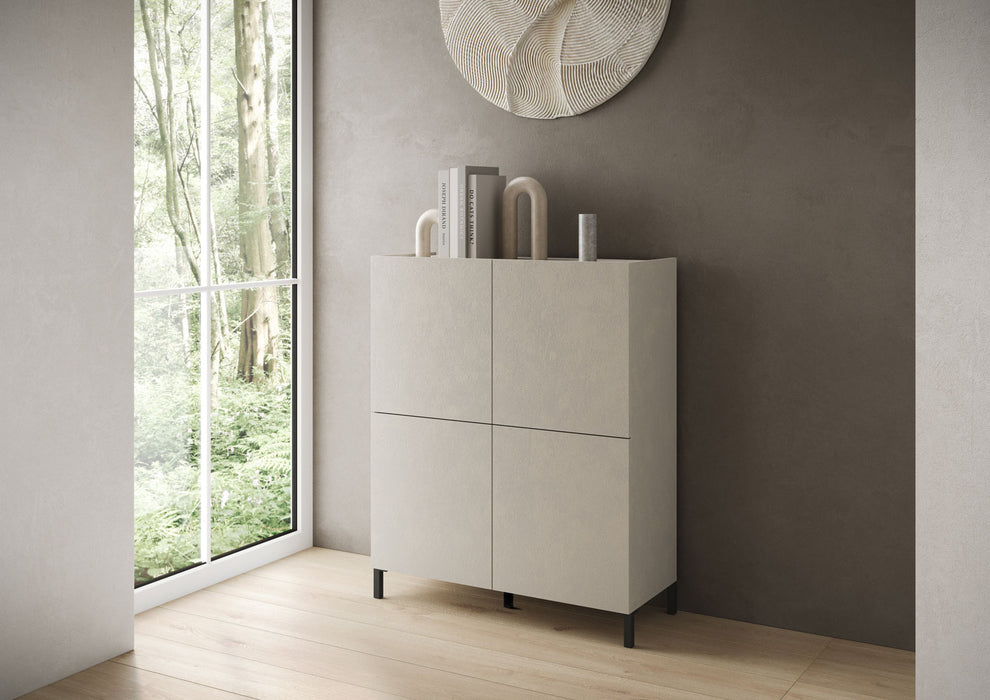 Madia e Credenza Solaria cashmere con ante e cassetti