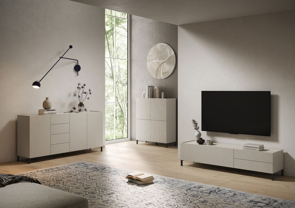 Madia e Credenza Solaria cashmere con ante e cassetti