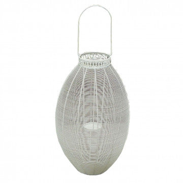 Portacandela in acciaio verniciato bianco antico 19x37,5x56 cm