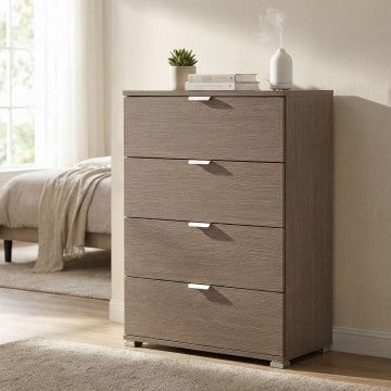 Cassettiera 4 cassetti in truciolare bilaminato rovere grigio 60x38x85cm