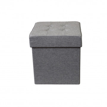 Pouf contenitore quadrato in tessuto grigio, 38x38x40 cm