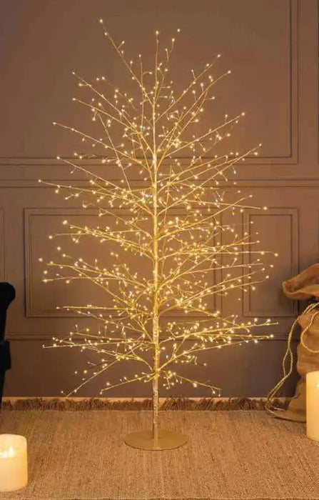 Albero Champagne Tiglio bianco decorativo con microled effetto luce bianco caldo