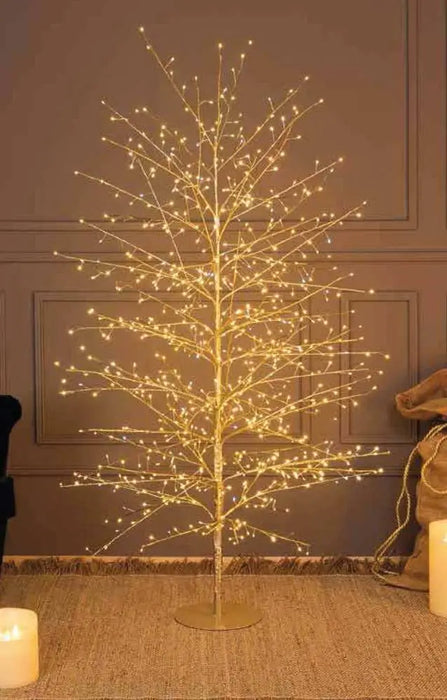 Albero Champagne Tiglio bianco decorativo con microled effetto luce bianco caldo