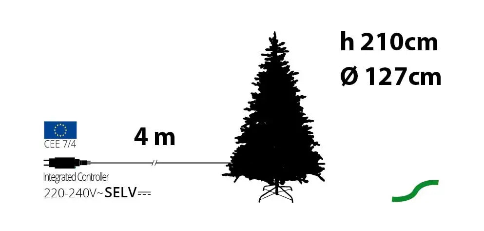 Albero di Natale Abete Alpino 1000Led PVC+PE Verde H210