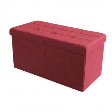 Pouf contenitore rettangolare in tessuto bordeaux 76x38x38 cm