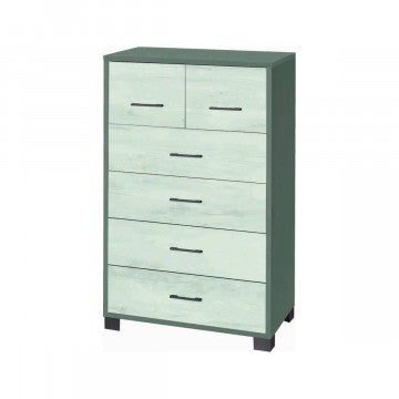 Cassettiera 6 cassetti 70x41x112 cm MDF titanio quercia bianco
