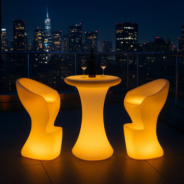 Sgabello luminoso in polietilene, ricaricabile USB, 40x45x80 cm