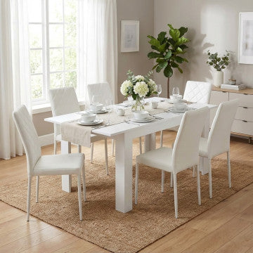 Tavolo allungabile legno truciolare bianco 160-200x90x75 cm