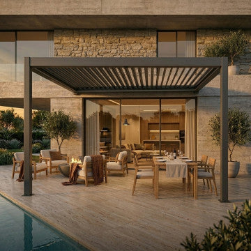 Pergola bioclimatica addossata 3x4m lamelle orientabili alluminio