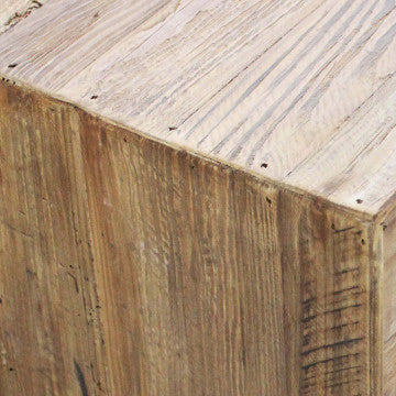 Mobile con 2 ripiani e 2 cassetti in legno di pino riciclato 90x40x55 cm