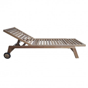Lettino in teak massello, dimensioni 200x76x35 cm, colore marrone chiaro