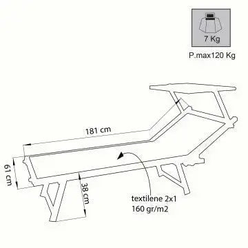 Lettino Bari Beige Melange: Alluminio, Textilene 2x1, cm 181x61x38 Sdraio da giardino Hobby Shop Solution   