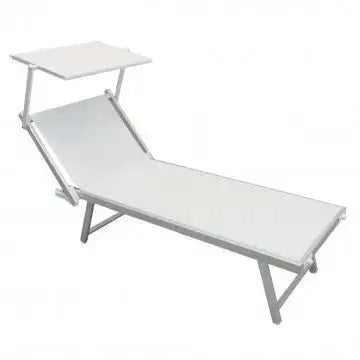 Lettino Bari Bianco: Alluminio e Textilene, cm 181x61x38 Sdraio da giardino Hobby Shop Solution   