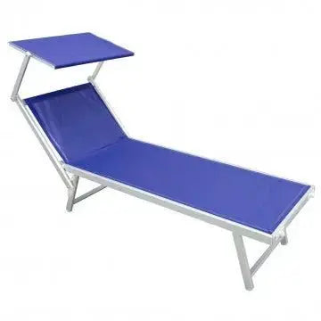 Lettino Bari Blu: Alluminio e Textilene, cm 181x61x38 Sdraio da giardino Hobby Shop Solution   