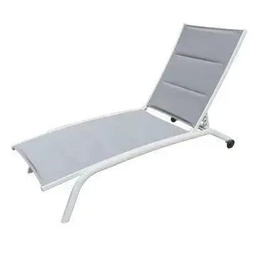 Lettino Itaca Impilabile: Alluminio Bianco, Textilene Imbottito Ecru', cm 194x71x83 Sdraio da giardino Hobby Shop Solution   