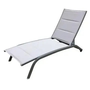 Lettino Itaca Impilabile: Alluminio Taupe, Textilene Imbottito Ecru', cm 194x71x83 Sdraio da giardino Hobby Shop Solution   