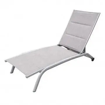 Lettino Itaca Impilabile: Alluminio Tortora, Textilene Imbottito Ecru', cm 194x71x83 Sdraio da giardino Hobby Shop Solution   