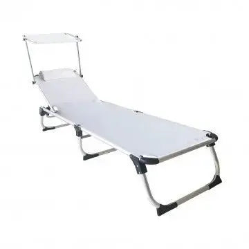 Lettino Pieghevole Kamp - Bianco, 188x59x30 cm Sdraio da giardino Hobby Shop Solution   