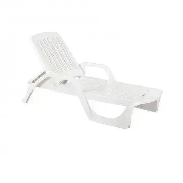 Lettino Zanzibar - Bianco, 190x71x46 cm Sdraio da giardino Hobby Shop Solution   
